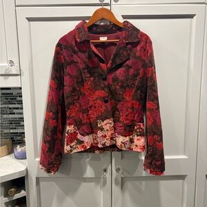 Anthropologie  Floral Red and Brown Women's Jacket